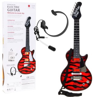 Elektryczna Gitara dla dzieci 3+ czerwony + Słuchawki z mikrofonem + Dźwięki Światła