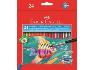 Kredki akwarelowe 24 kolory FABER-CASTELL Rybka z pędzelkiem