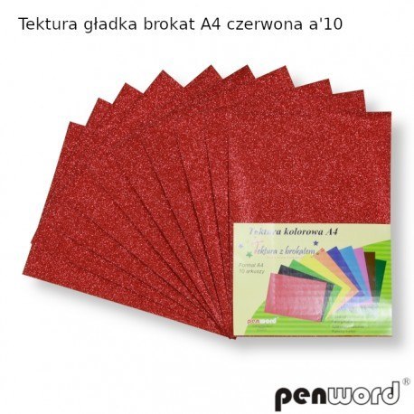 TEKTURA GŁADKA BROKAT A4 CZERWONA a10