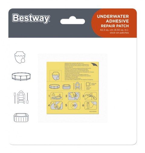 Zestaw 10 Wodoodpornych Łatek naprawczych do materiału PVC 6,5x6,5cm BESTWAY