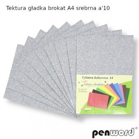 TEKTURA GŁADKA BROKAT A4 SREBRNA a10