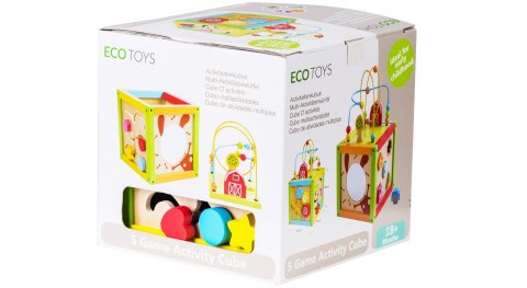 Drewniana kostka edukacyjna sorter +klocki Ecotoys