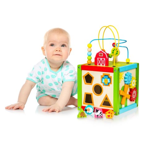 Drewniana kostka edukacyjna sorter +klocki Ecotoys