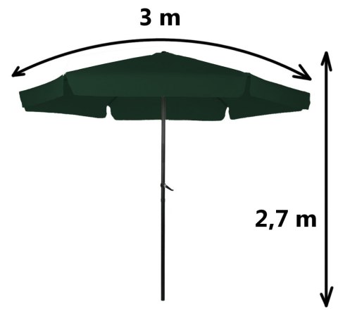 Duży parasol ogrodowy z korbką 3m