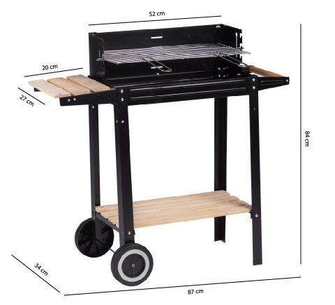 Grill ogrodowy półki kółka regulowany ruszt