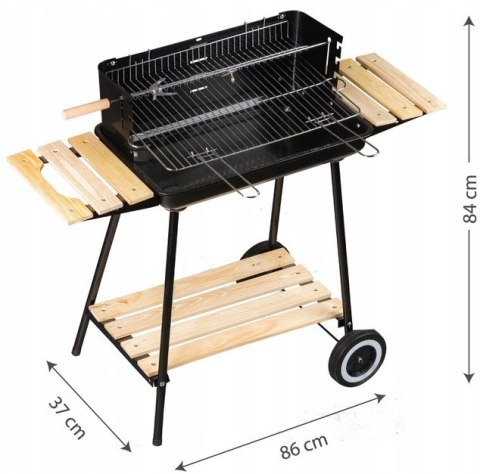 Grill ogrodowy węglowy z półkami regulacja 2 ruszty przenośny MultiGarden