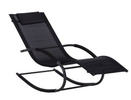 Leżak ogrodowy leżanka fotel bujany czarny