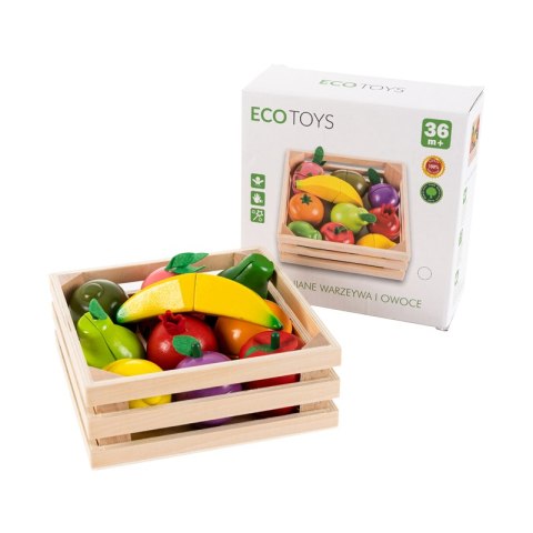 Drewniane owoce do krojenia na magnes Ecotoys