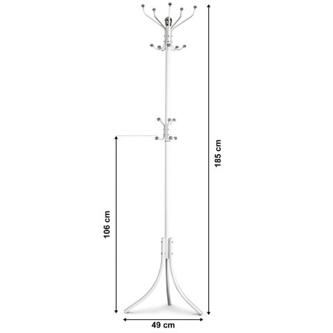 Wieszak na ubrania stojący 16 haków biały