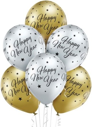 Balony D11 Glossy Happy New Year 1C5S, 6 szt.