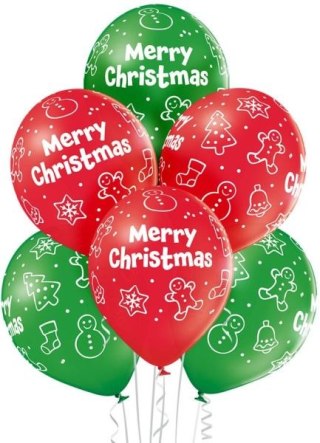 Balony D11 Merry Christmas 1C5S, 6 szt.