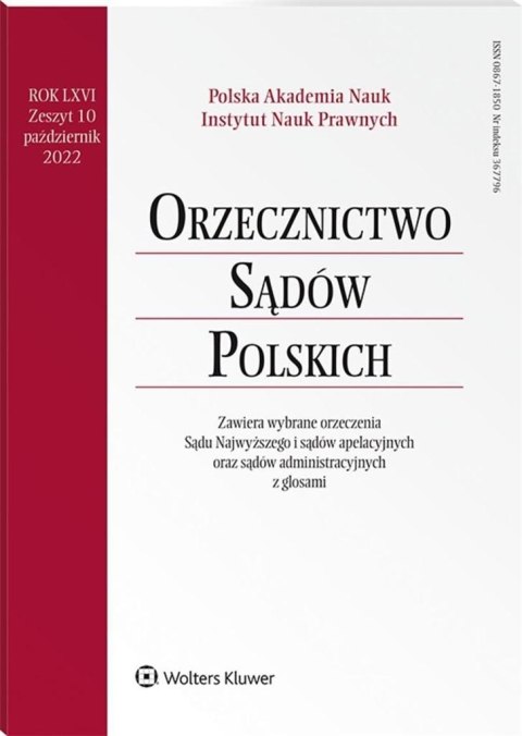 Orzecznictwo Sądów Polskich 10/2022