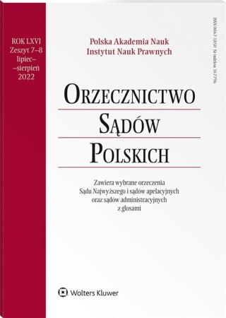 Orzecznictwo Sądów Polskich 7-8/2022