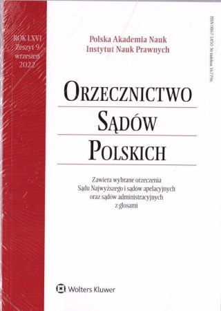 Orzecznictwo Sądów Polskich 9/2022