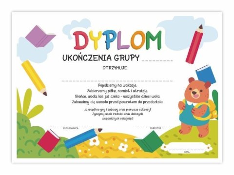 Dyplom A4 ukończenia grupy - Niedźwiadek 10szt