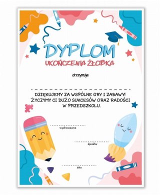 Dyplom A4 ukończenia żłobka - Kleks 20szt