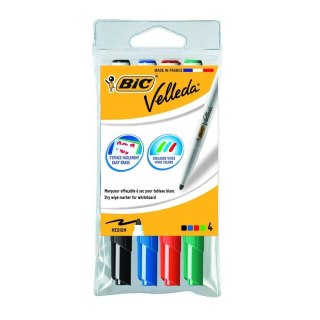 Marker suchościeralny Velleda 4szt BIC