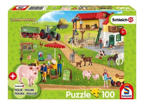 Puzzle 100 Schleich Ekologiczna żywność + figurka