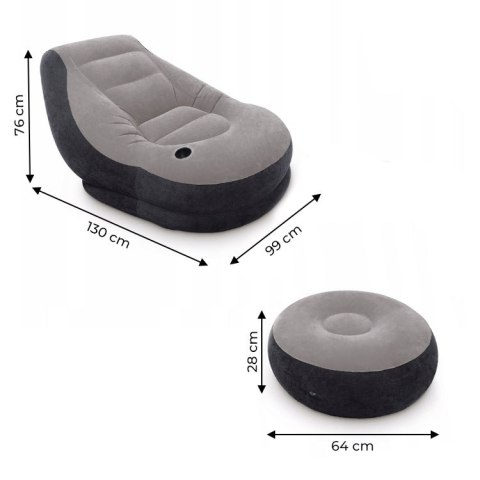 Fotel dmuchany sofa z podnóżkiem 1 osobowa INTEX 68564