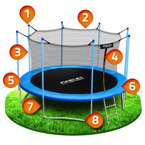 Trampolina ogrodowa 13ft/404cm z siatką wewnętrzną i drabinką Neo-Sport