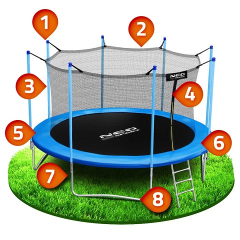 Trampolina ogrodowa 15ft/465cm z siatką wewnętrzną i drabinką Neo-Sport