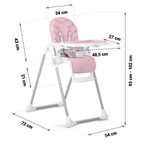 Krzesełko do karmienia Nukido Tulo różowe