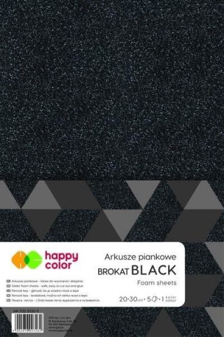 Arkusze piankowe brokat A4 black 5szt. HAPPY COLOR