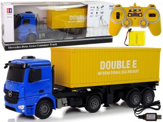 Duża Ciężarówka R/C Mercedes Arocs Niebieska 1:20 Kontener 58 cm Długości