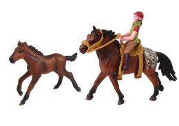 Zestaw 3 Figurek Konie i Zagroda Figurka Koń Źrebak Jeździec