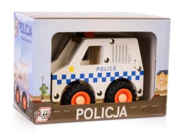 Drewniane auto z oponami - policja