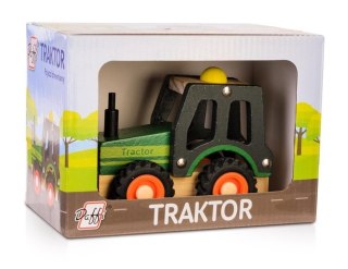 Drewniane auto z oponami - traktor