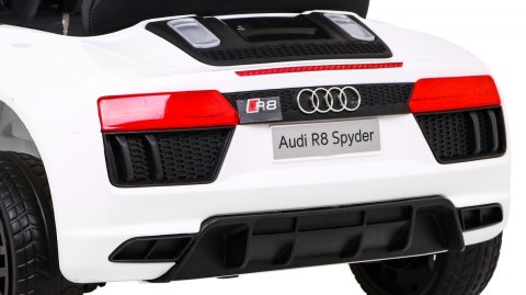 Audi R8 na akumulator dla dzieci Biały + Pilot + EVA + Wolny Start + MP3 LED