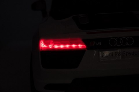 Audi R8 na akumulator dla dzieci Biały + Pilot + EVA + Wolny Start + MP3 LED