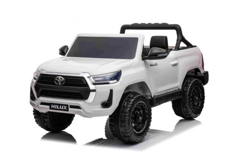 Toyota Hilux na akumulator dla dzieci Biały + Napęd 4x4 + Pilot + 2 bagażniki + Radio MP3 + LED