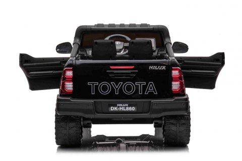 Toyota Hilux na akumulator dla dzieci Czarny + Napęd 4x4 + Pilot + 2 bagażniki + Radio MP3 + LED