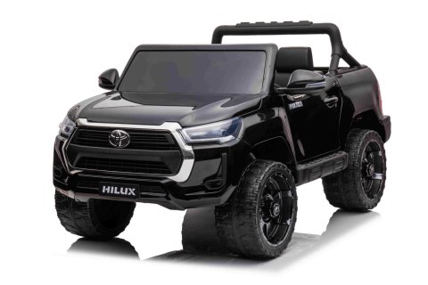 Toyota Hilux na akumulator dla dzieci Czarny + Napęd 4x4 + Pilot + 2 bagażniki + Radio MP3 + LED