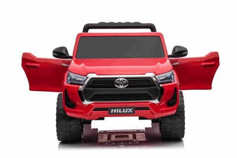 Toyota Hilux na akumulator dla dzieci Czerwony + Napęd 4x4 + Pilot + 2 bagażniki + Radio MP3 + LED