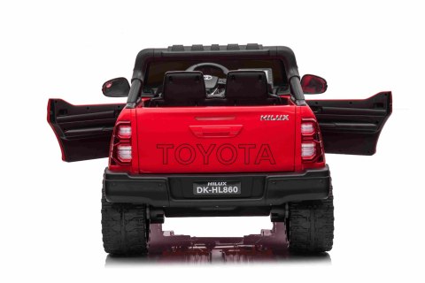 Toyota Hilux na akumulator dla dzieci Czerwony + Napęd 4x4 + Pilot + 2 bagażniki + Radio MP3 + LED