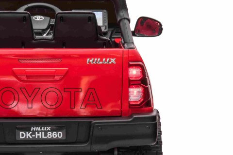 Toyota Hilux na akumulator dla dzieci Czerwony + Napęd 4x4 + Pilot + 2 bagażniki + Radio MP3 + LED