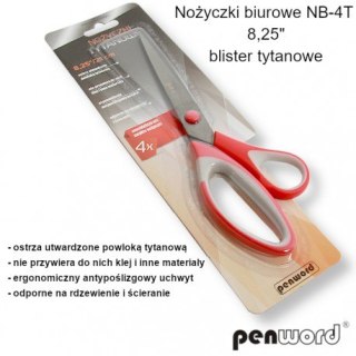 NOŻYCZKI BIUROWE NB-4T 8, 25" BLISTER TYTANOWE