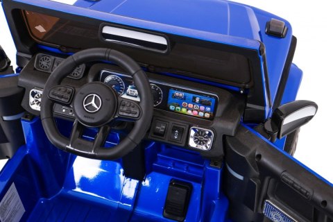 Mercedes AMG G63 dla dzieci Lakier Niebieski + Pilot + MP3 LED + Wolny Start + EVA + Pasy