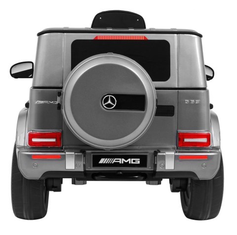 Mercedes AMG G63 dla dzieci Lakier Srebrny + Pilot + MP3 LED + Wolny Start + EVA + Pasy