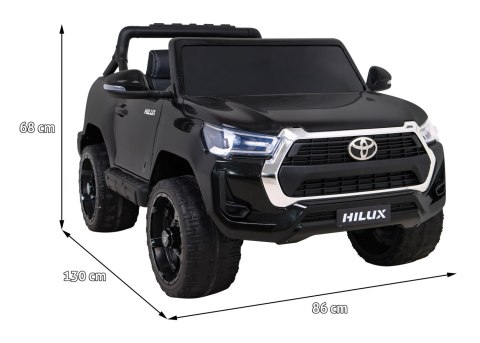 Toyota Hilux na akumulator dla dzieci Czarny + Napęd 4x4 + Pilot + 2 bagażniki + Radio MP3 + LED