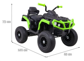 Quad ATV Air na akumulator dla dzieci Czarno-zielony + Koła pompowane + Radio MP3 + Wolny Start