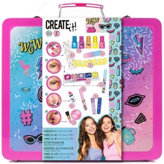 Zestaw Make-up neon, brokat w walizce CREATE IT!