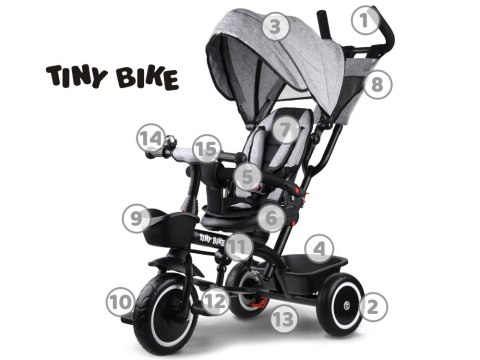 Rowerek dziecięcy trójkołowy Tiny Bike 3w1 z daszkiem OBRACANY SP0650