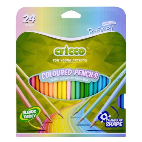 Kredki trójkątne pastelowe 24 kolory CRICCO