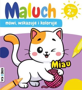 Maluch mówi, wskazuje i koloruje. Miau