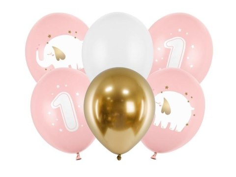 Balony Roczek Baby pink 30cm 6szt