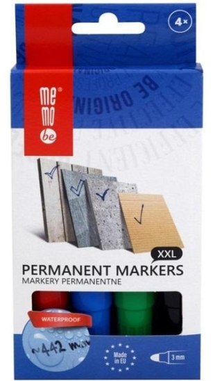 Marker permanentny 3mm 4 kolory MemoBe